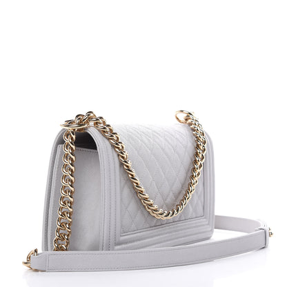 Chanel Iridescent Caviar Quilted Medium Boy Flap Light Grey 2 of 11