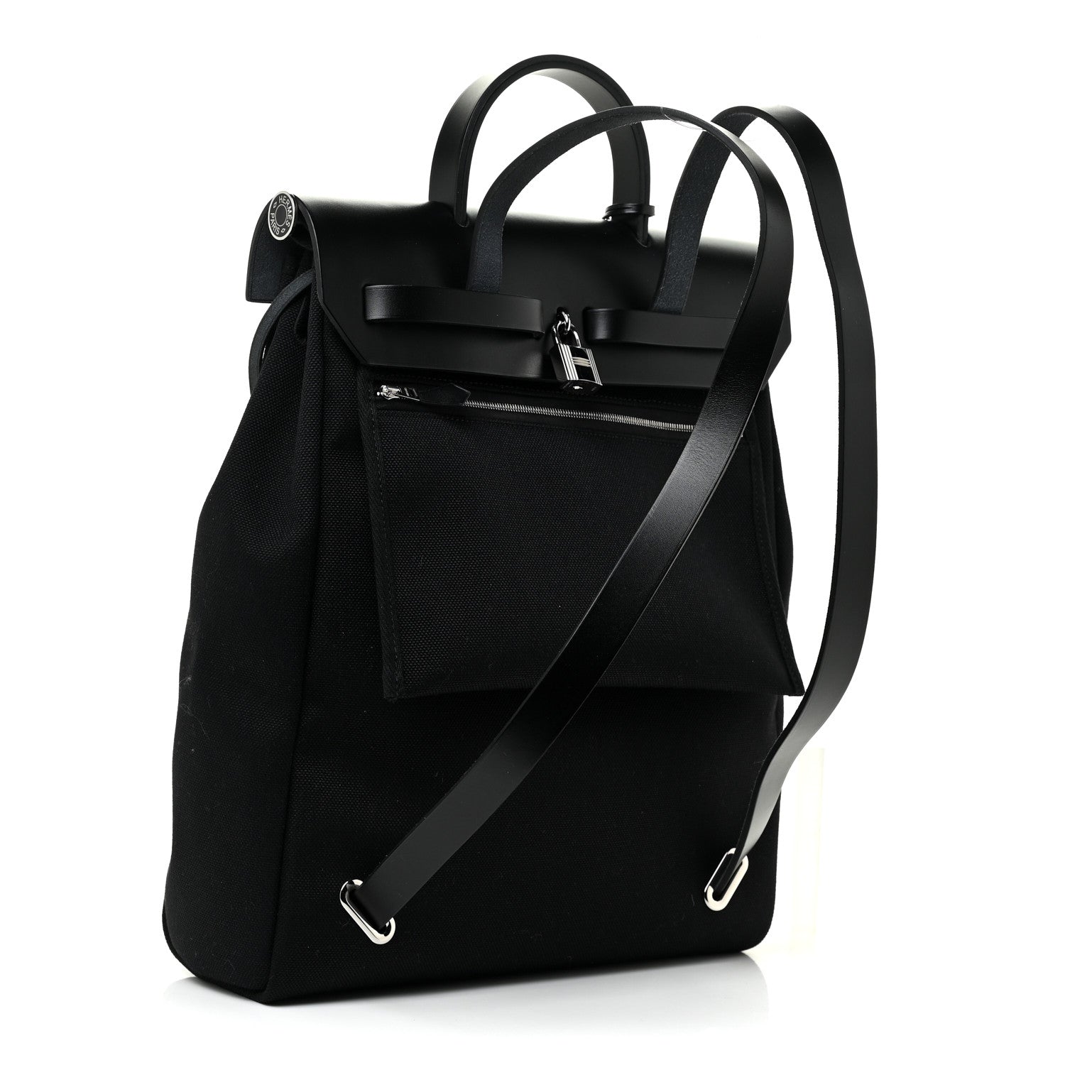 Hermes Military Toile Vache Hunter Herbag a Dos Zip Retourne Backpack Black 4 of 10