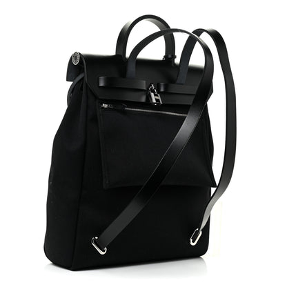 Hermes Military Toile Vache Hunter Herbag a Dos Zip Retourne Backpack Black 4 of 10