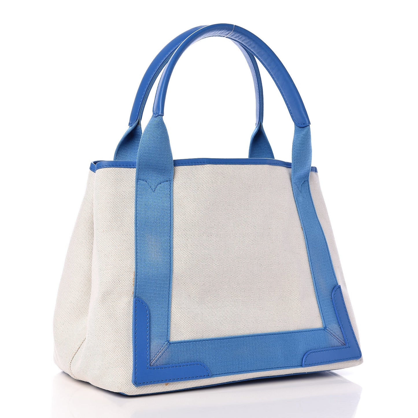 Cotton Canvas Satin Calfskin S Navy Cabas Natural Bleu