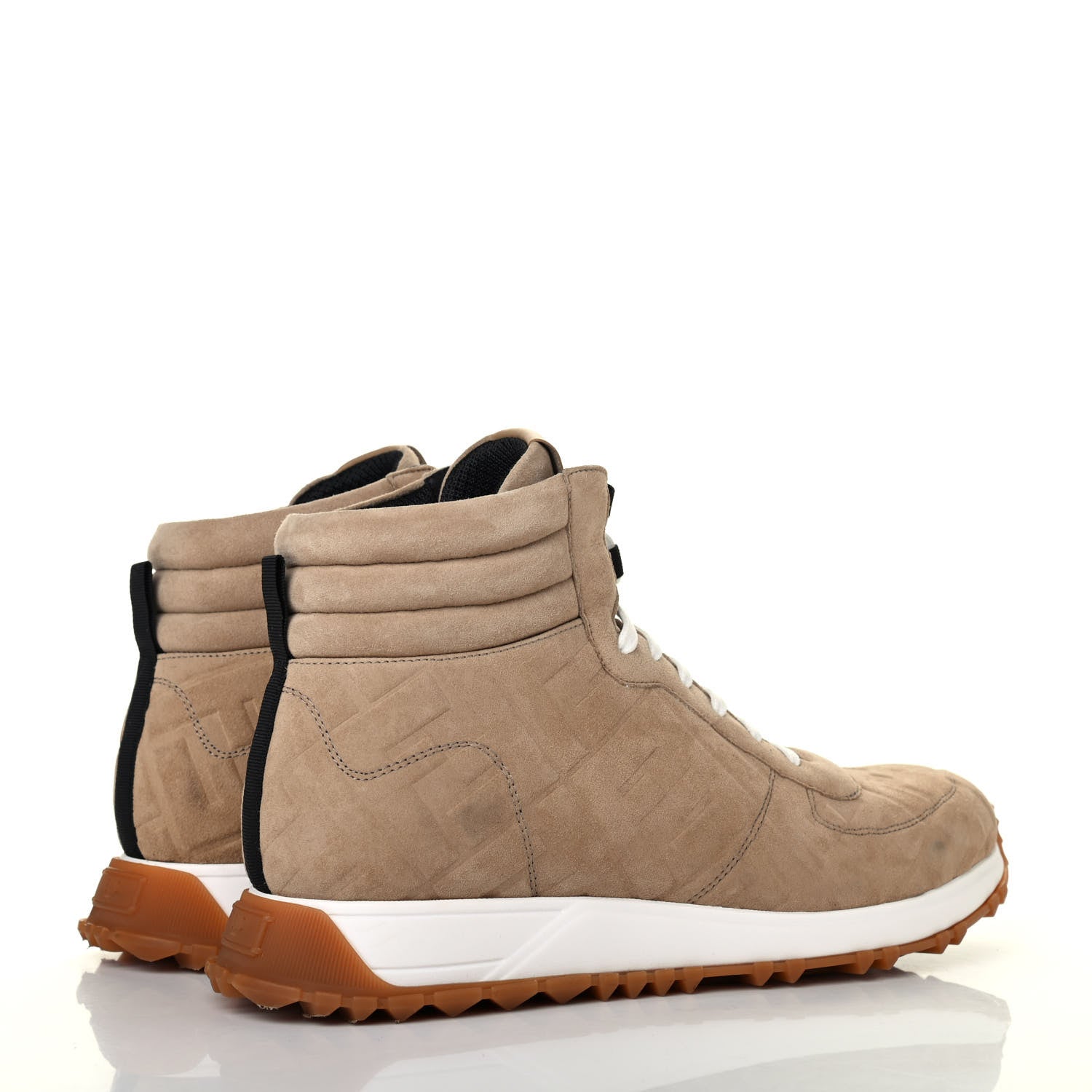 Fendi Suede Macro FF Embossed Mens High Top Sneakers 8 Nude 3 of 4