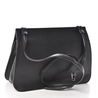 Gucci Pebbled Calfskin Medium Bamboo Daily Flap Shoulder Bag Black 2 of 9