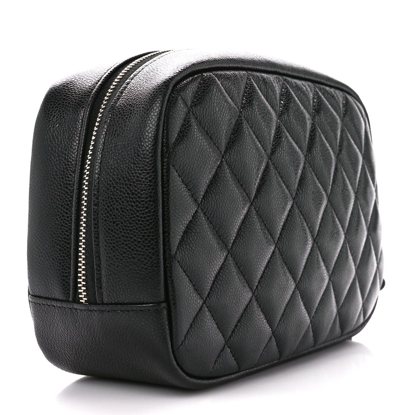 Caviar Quilted Medium Curvy Pouch Cosmetic Case Black