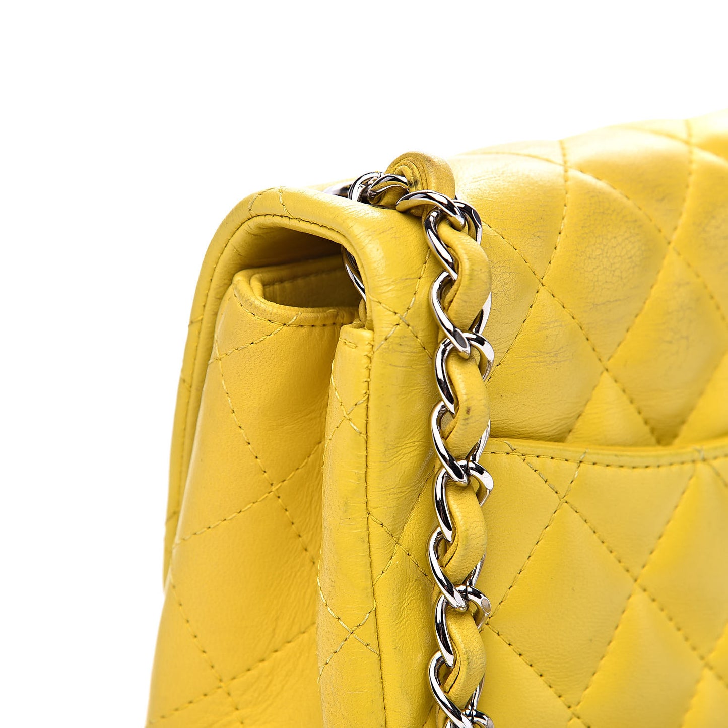 Lambskin Quilted Mini Square Flap Yellow