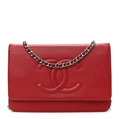 Chanel Caviar Timeless CC Wallet On Chain WOC Red 1 of 10