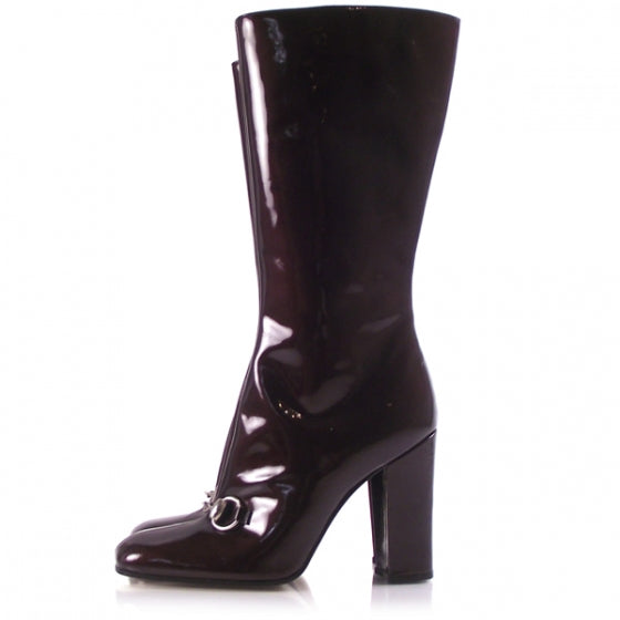 Gucci Patent Leather Tall Mid Calf Boots 9 B 2 of 8