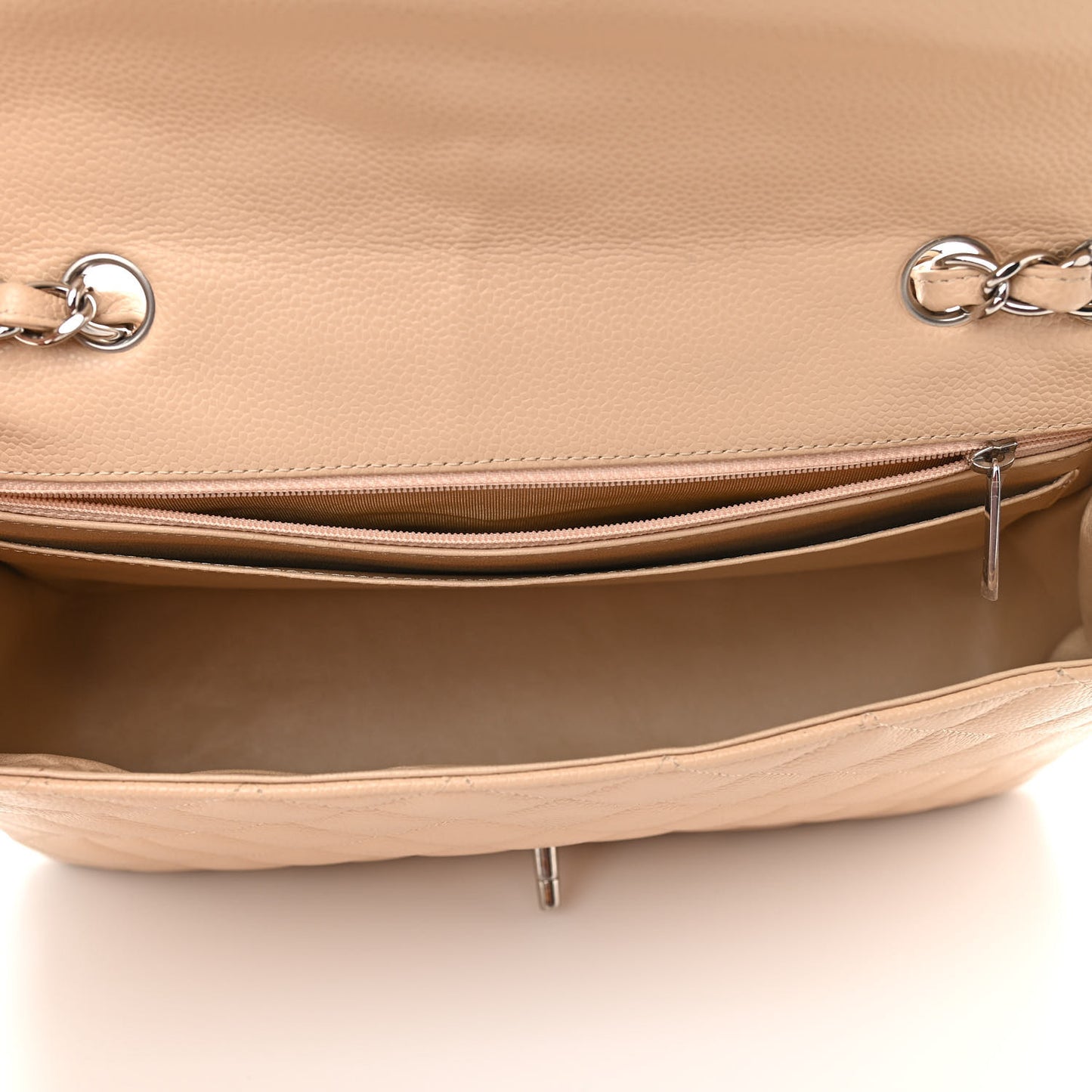 Caviar Quilted Jumbo Single Flap Beige Clair