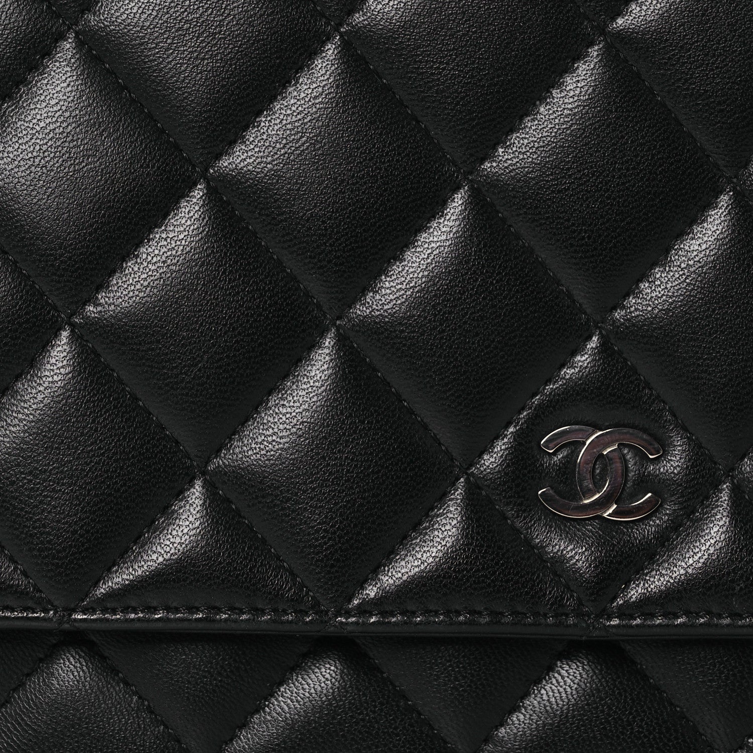 Chanel Lambskin Quilted Wallet On Chain WOC Black 12 of 16