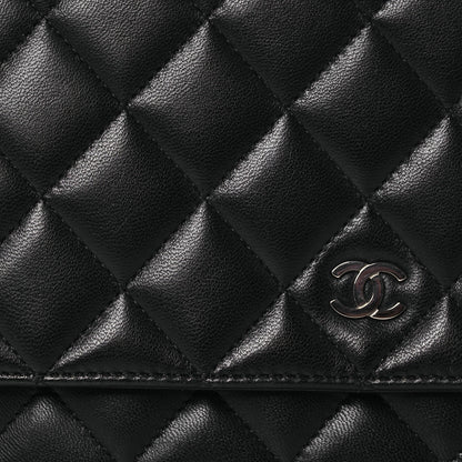 Chanel Lambskin Quilted Wallet On Chain WOC Black 12 of 16