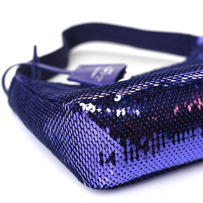 Prada Paillettes Sequin Mini Re-Edition 2000 Bag Iris Black 8 of 9