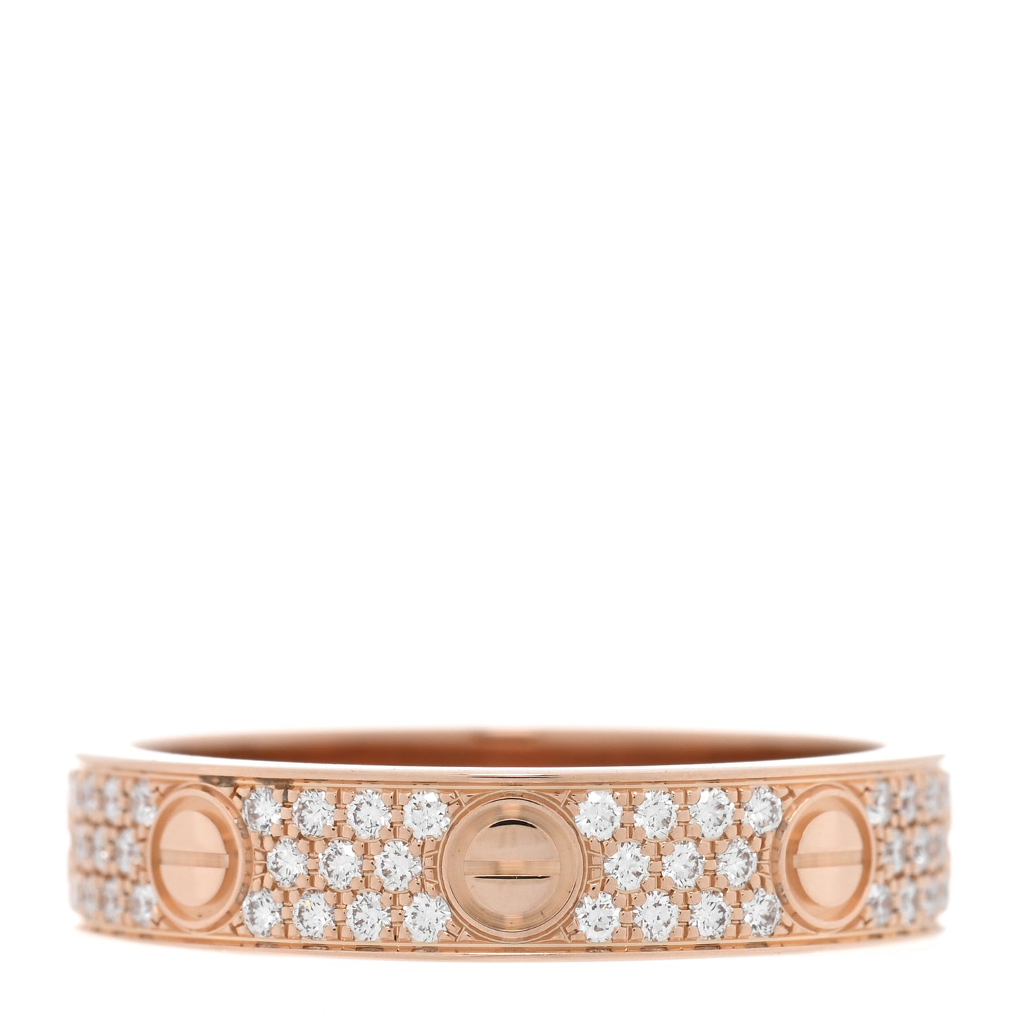 18K Pink Gold Diamond 4mm LOVE Wedding Paved Band Ring 50 5.25