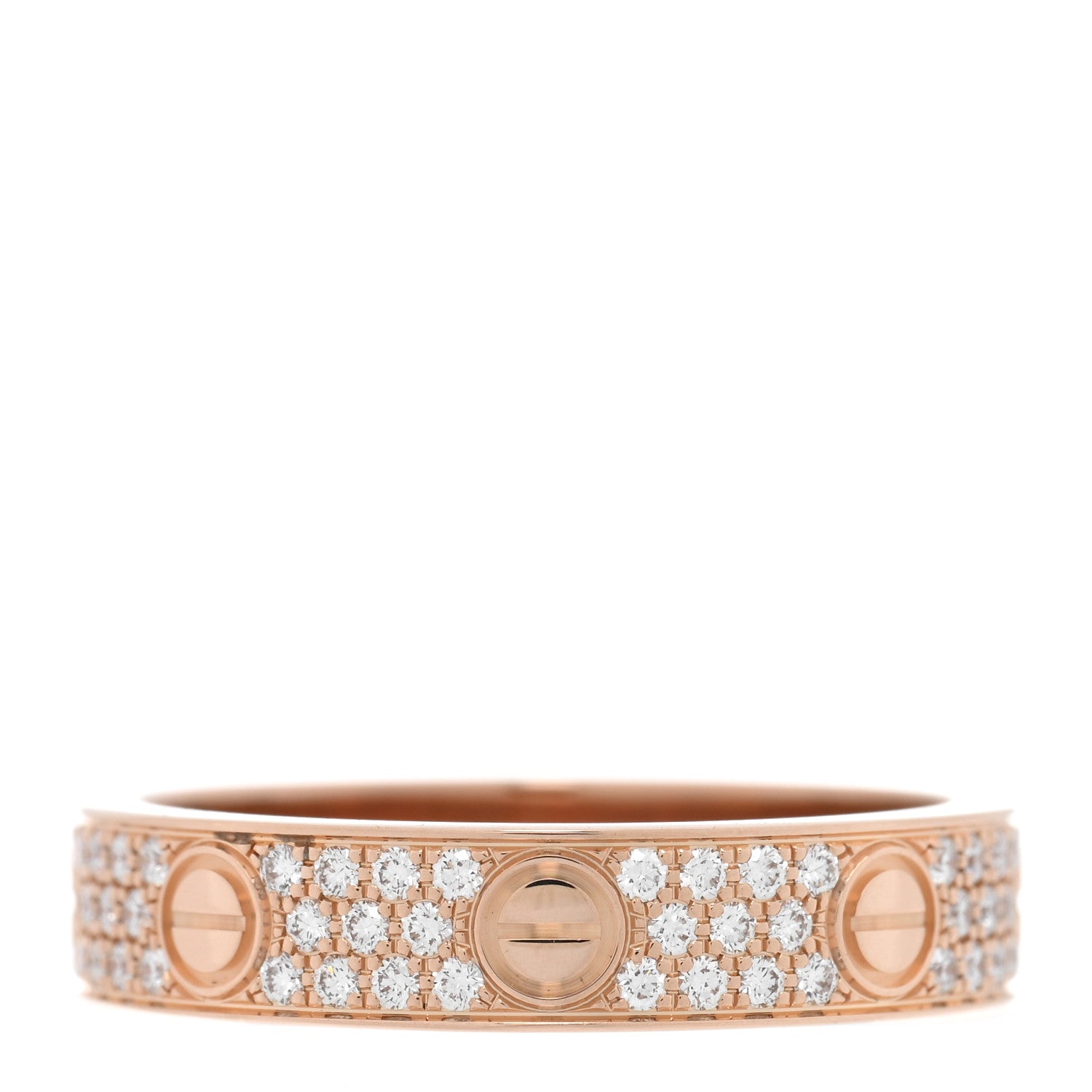Cartier 18K Pink Gold Diamond 4mm LOVE Wedding Paved Band Ring 50 5.25 3 of 5