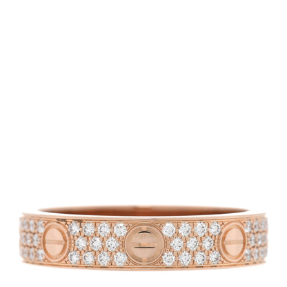 Cartier 18K Pink Gold Diamond 4mm LOVE Wedding Paved Band Ring 50 5.25 3 of 5