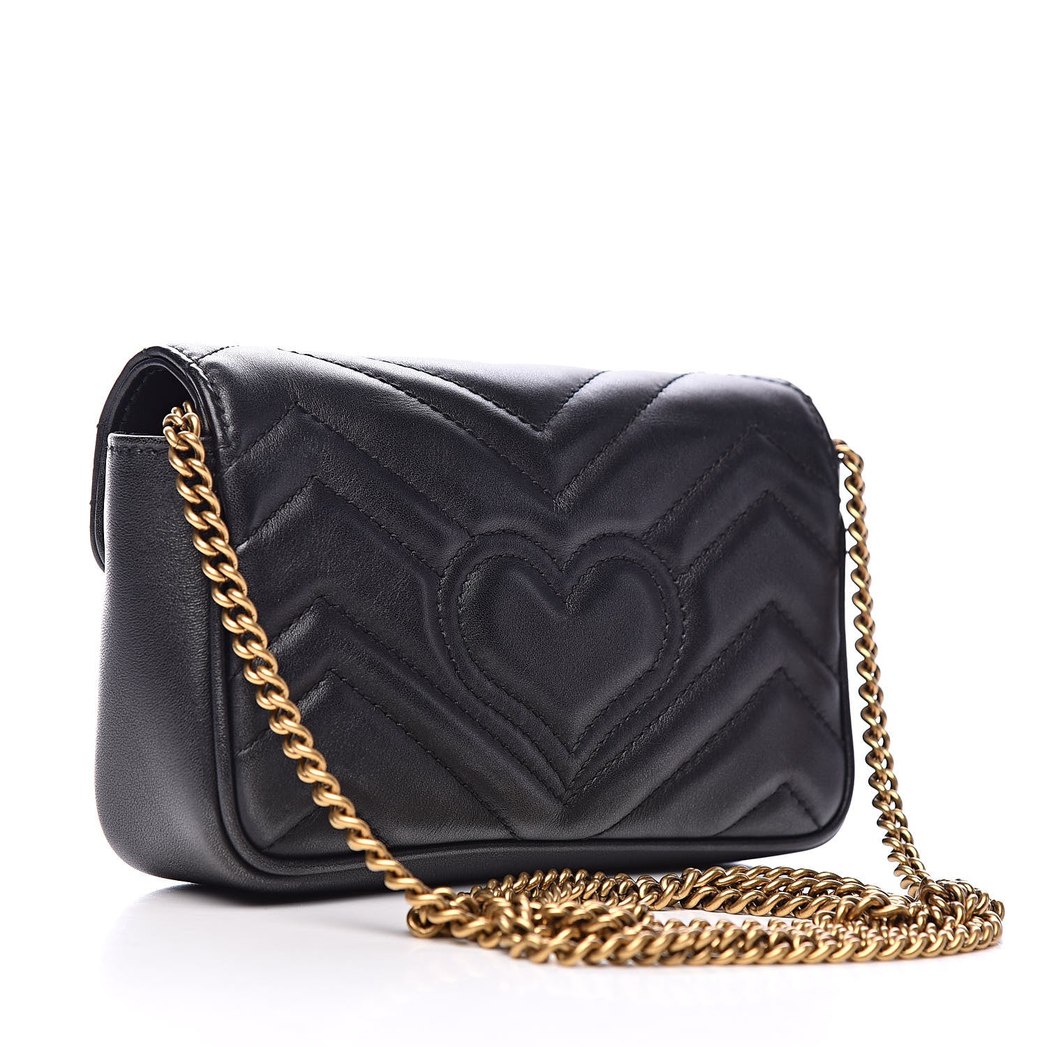 Gucci Calfskin Matelasse Super Mini GG Marmont Shoulder Bag Black 3 of 11