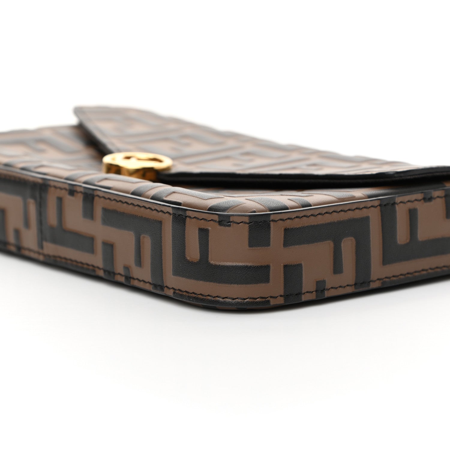 Fendi Vitello Soft F is Fendi Bi-Color FF 1974 Embossed Envelope Wallet On Chain with Pouches Maya Black 12 of 13