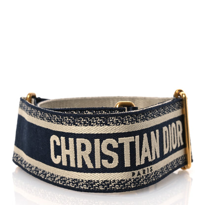 Christian Dior Canvas Embroidered Shoulder Strap Blue 2 of 6