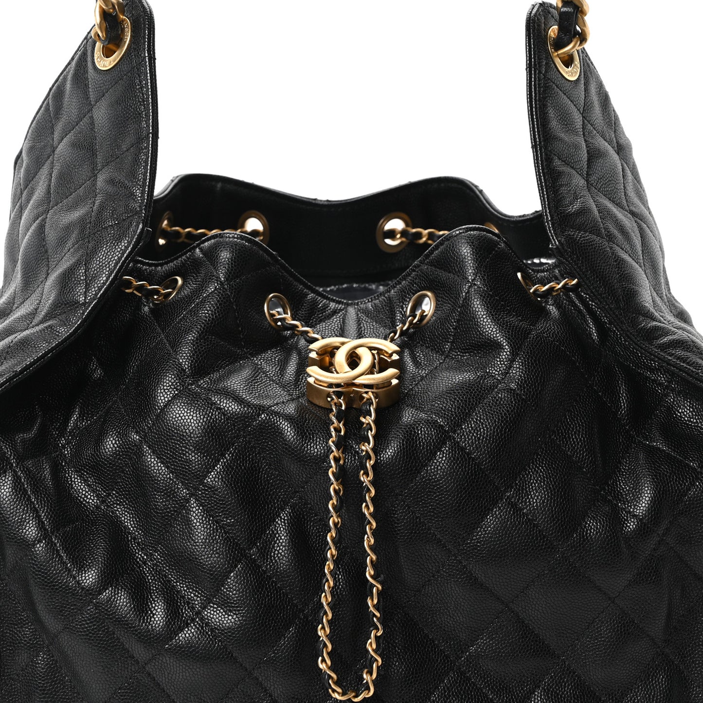 Caviar Quilted Medium Chanel 25 Handbag Black