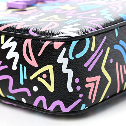 Saint Laurent Grain De Poudre Medium Classic Monogram Multicolor Graphic Print Lou Camera Bag Black 6 of 9