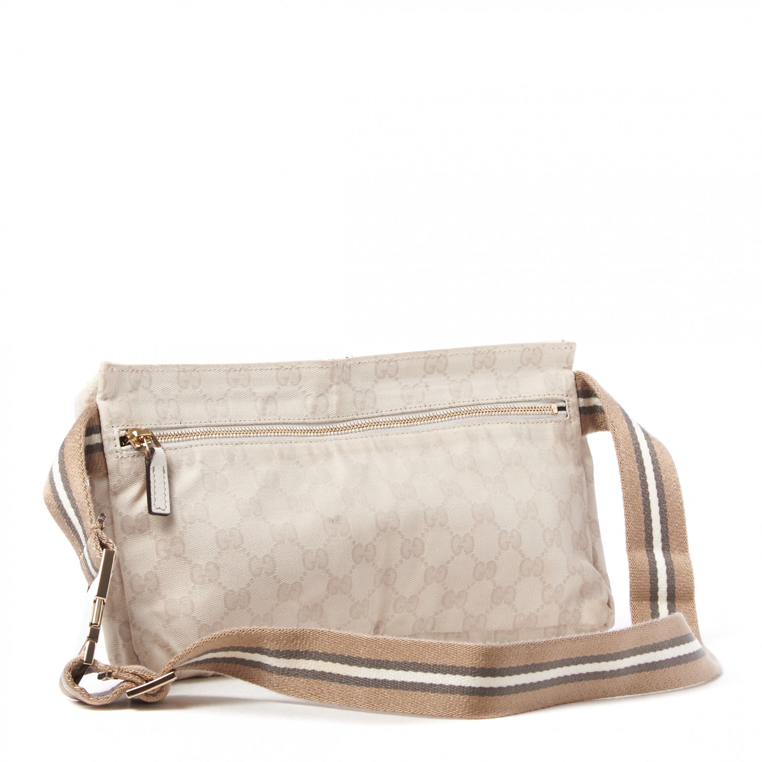Gucci GG Monogram Web Double Pocket Belt Bag White 2 of 8