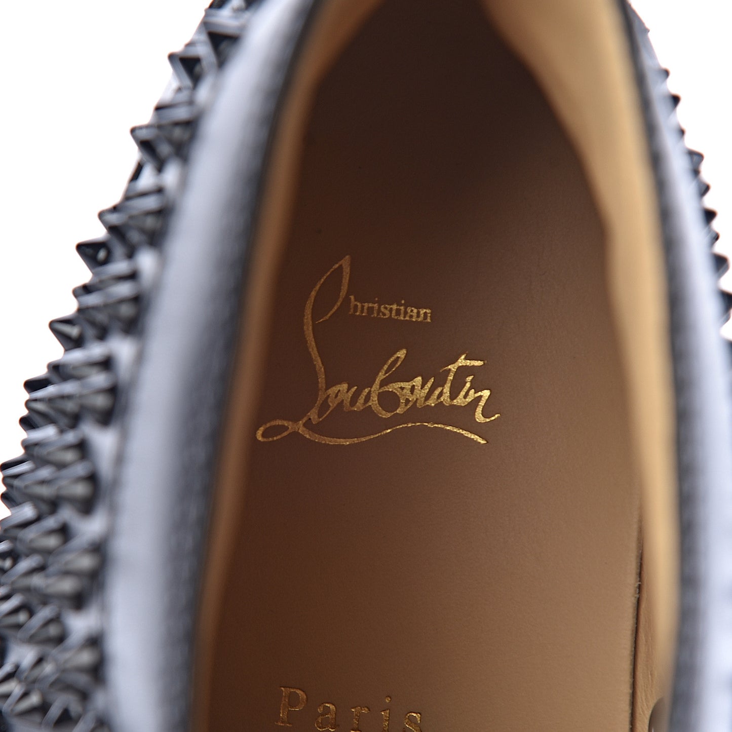 Calfskin Mens Louis Spikes Flat Sneakers 45 Black