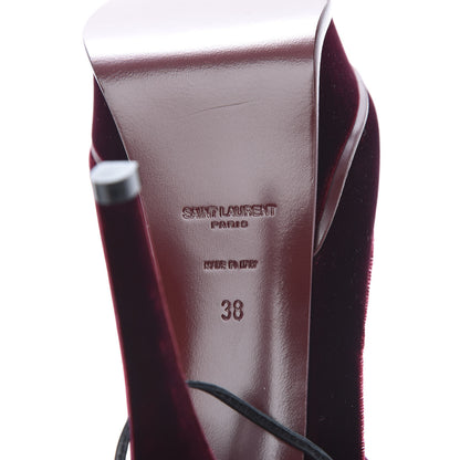 Saint Laurent Velluto Master Lace Up Tribute 105 Platform Sandals 38 Burgundy 7 of 11