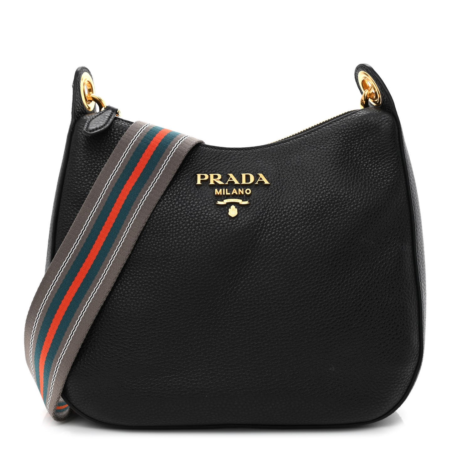 Vitello Phenix Zippered Messenger Hobo Black
