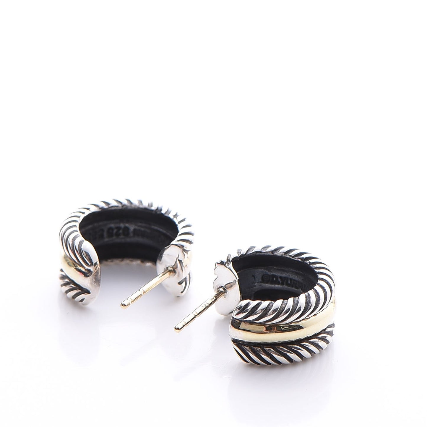 Sterling Silver 14K Yellow Gold 16mm Cable Classics Hoop Earrings