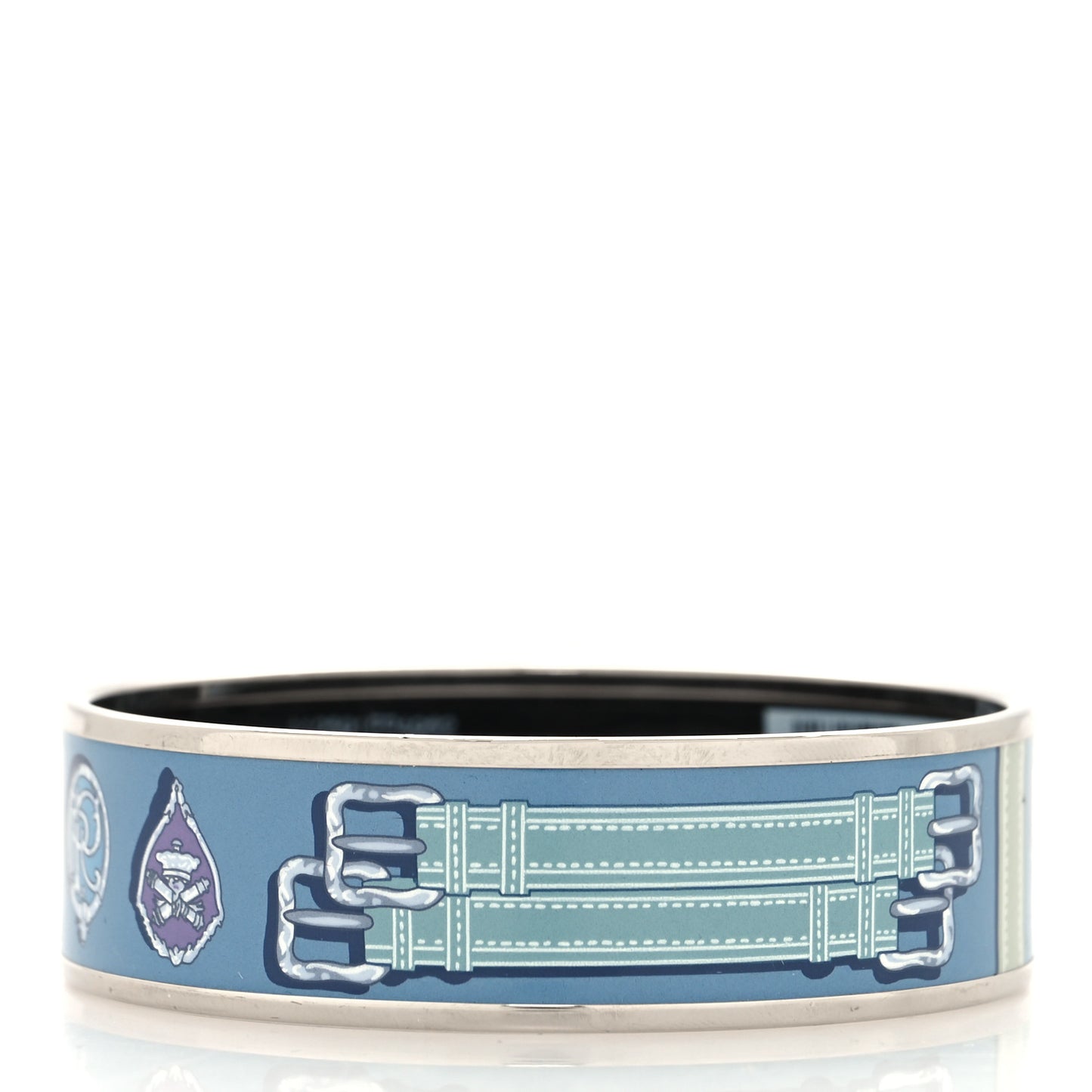 Enamel Printed Harnais des Presidents Wide Bracelet 62 Bleu