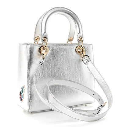 Christian Dior Metallic Calfskin Embroidered Lady Dior Silver Multicolor 3 of 11