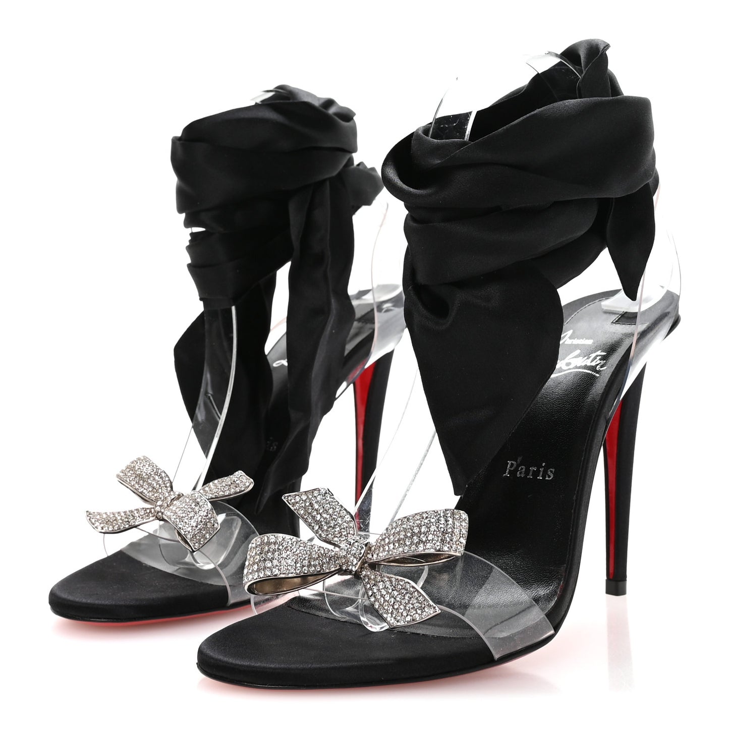 Satin Crystal PVC Astrinodo 100 Sandals 39.5 Black