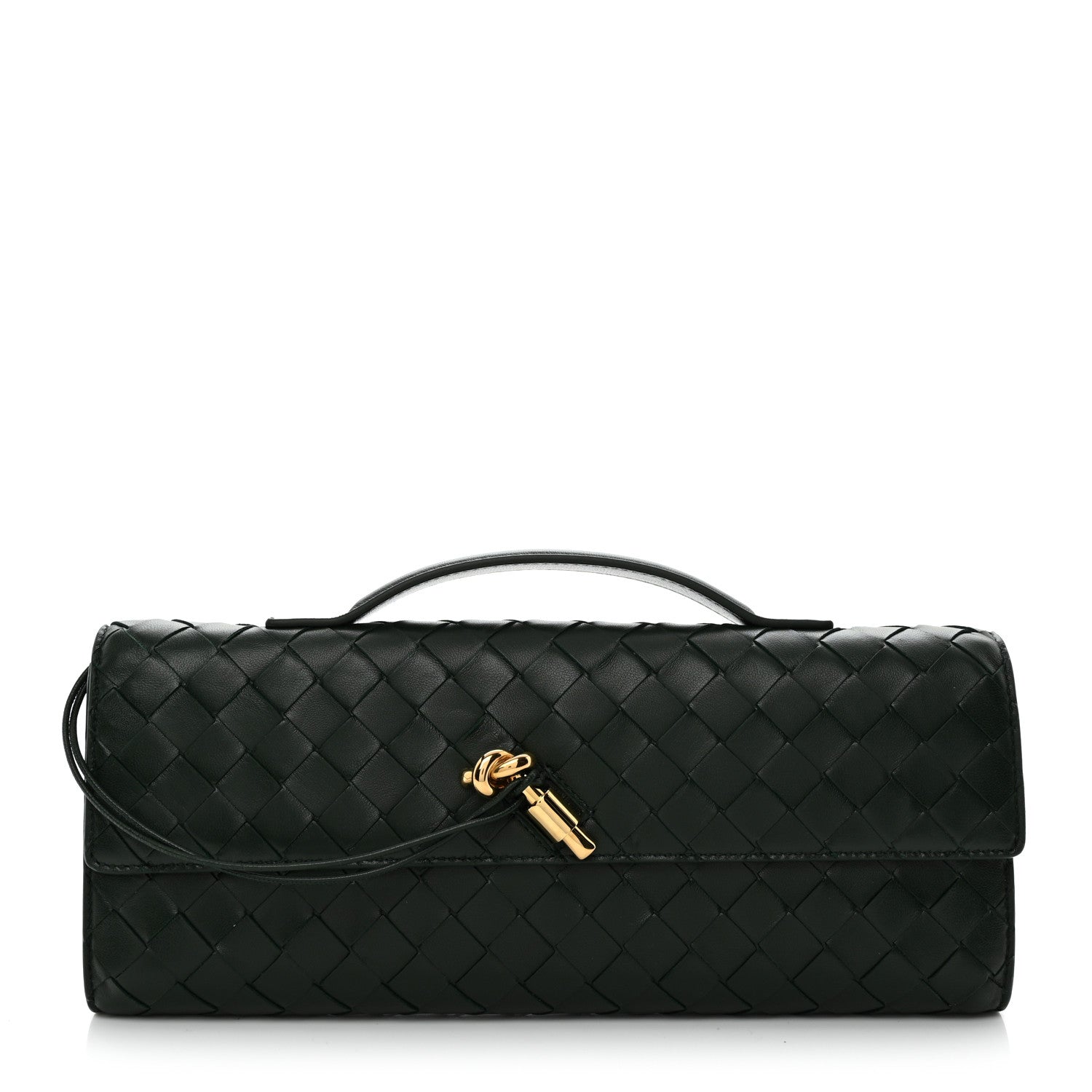 Bottega Veneta Nappa Intrecciato Long Andiamo Top Handle Clutch Emerald Green 1 of 10
