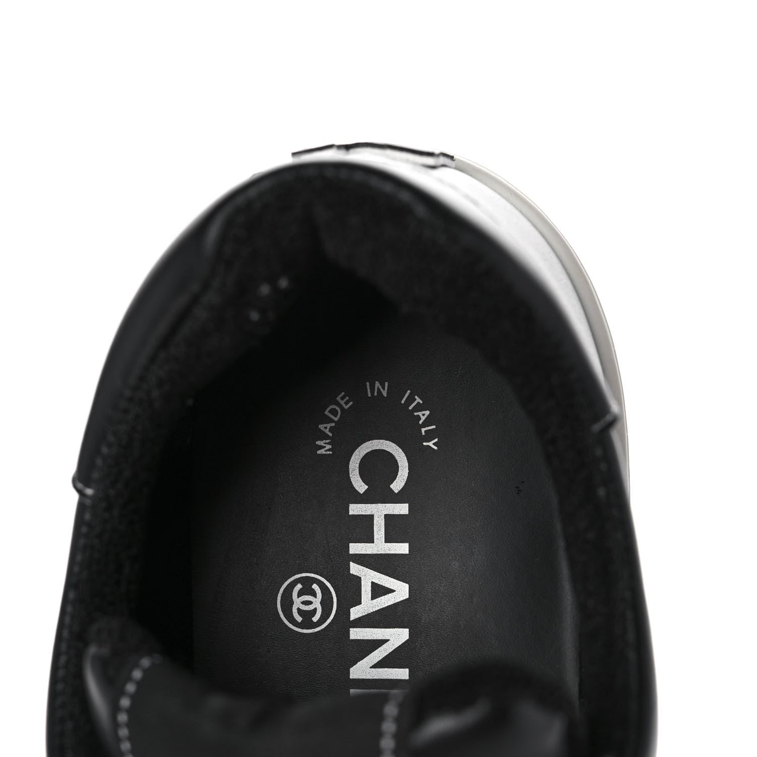 Chanel Calfskin Womens Logo Sneakers 37 Black White 7 of 9