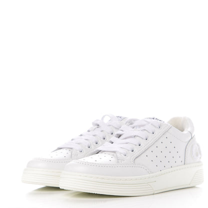 Chanel Calfskin Womens Logo Sneakers 37.5 White 3 of 9