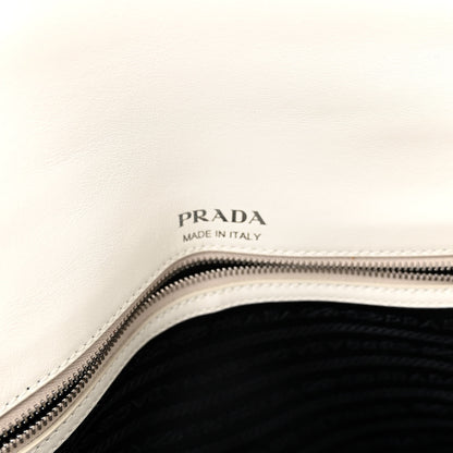 Prada Soft Calfskin Impunture Diagramme Large Chain Flap Shoulder Bag White 6 of 10