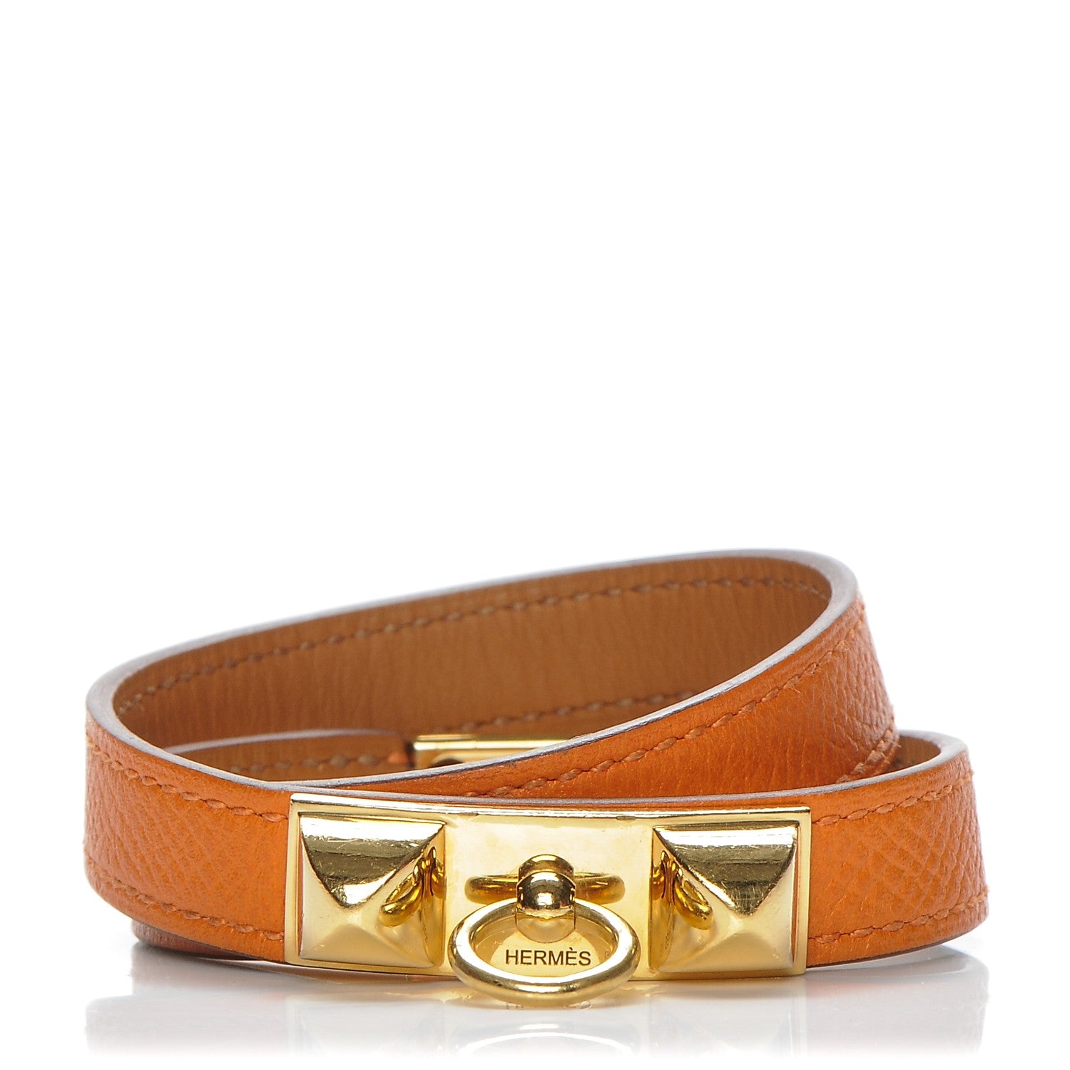 Hermes Epsom Rivale Double Tour Bracelet S Orange 1 of 5