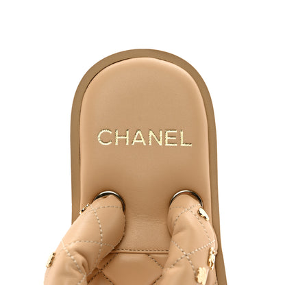 Chanel Lambskin Quilted Padded Charms Thong Sandals 37 Beige 7 of 8