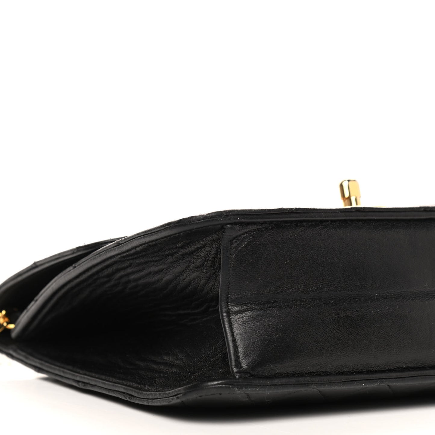 Lambskin Quilted Single Flap Black