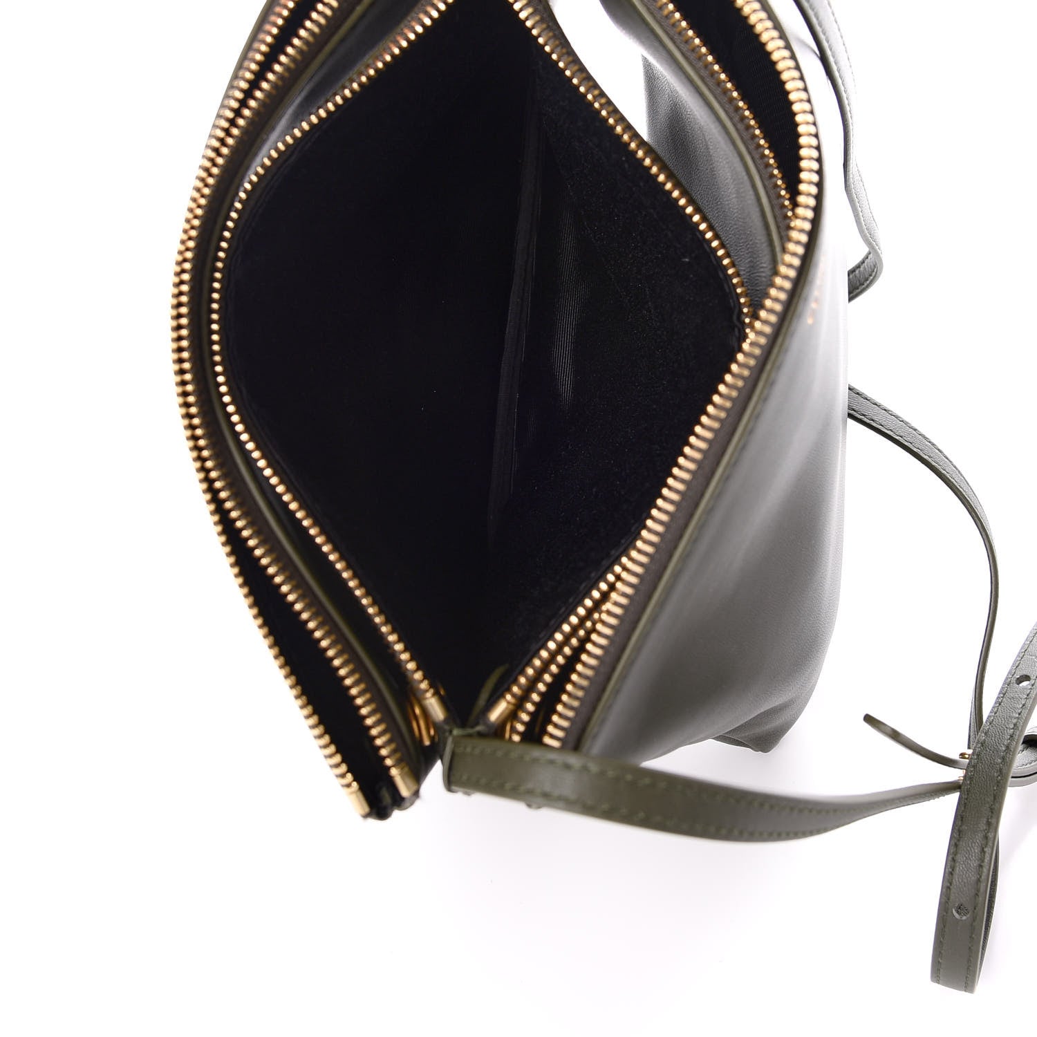 Celine Lambskin Large Trio Crossbody Bag Army Green 5 of 11