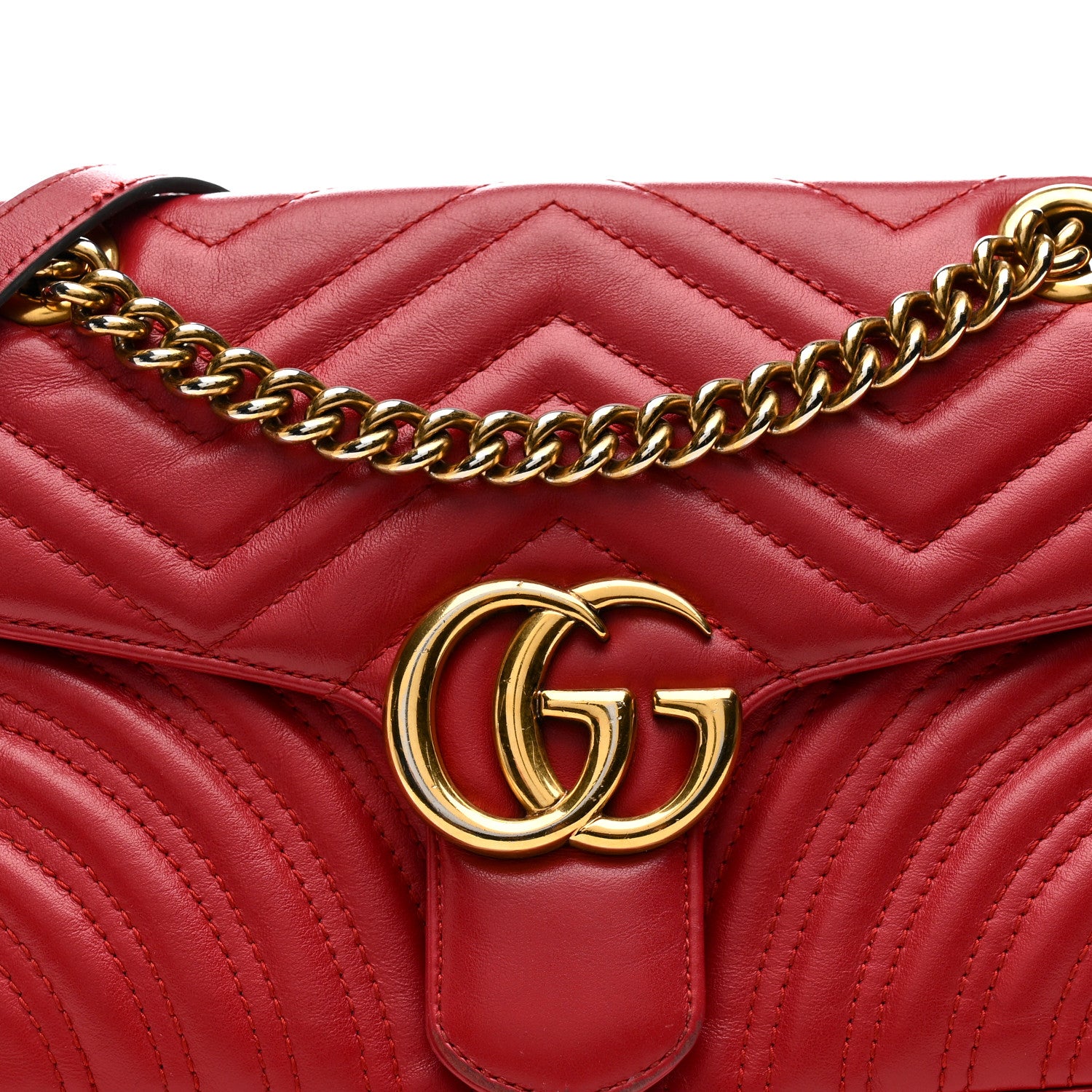 Gucci Calfskin Matelasse Small GG Marmont Shoulder Bag Hibiscus Red 14 of 35