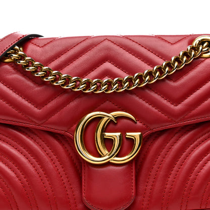Gucci Calfskin Matelasse Small GG Marmont Shoulder Bag Hibiscus Red 14 of 35