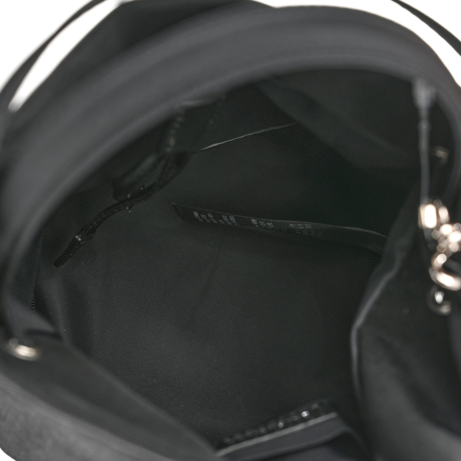 Balenciaga Recycled Sport Nylon Logo Embroidered Wheel Drawstring Bucket Bag Black White 5 of 9