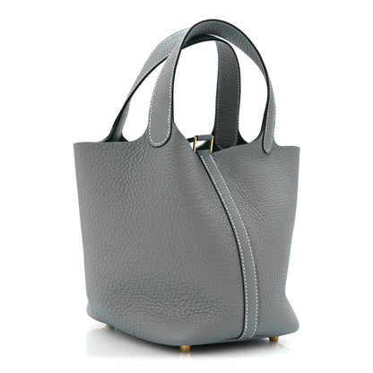 Hermes Taurillon Clemence Picotin Lock 18 PM New Blue Jean 3 of 11