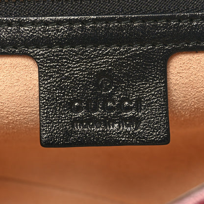 Gucci Vintage Effect Calfskin Matelasse Diagonal Striped Small Torchon GG Marmont Shoulder Bag Black Beige 6 of 10