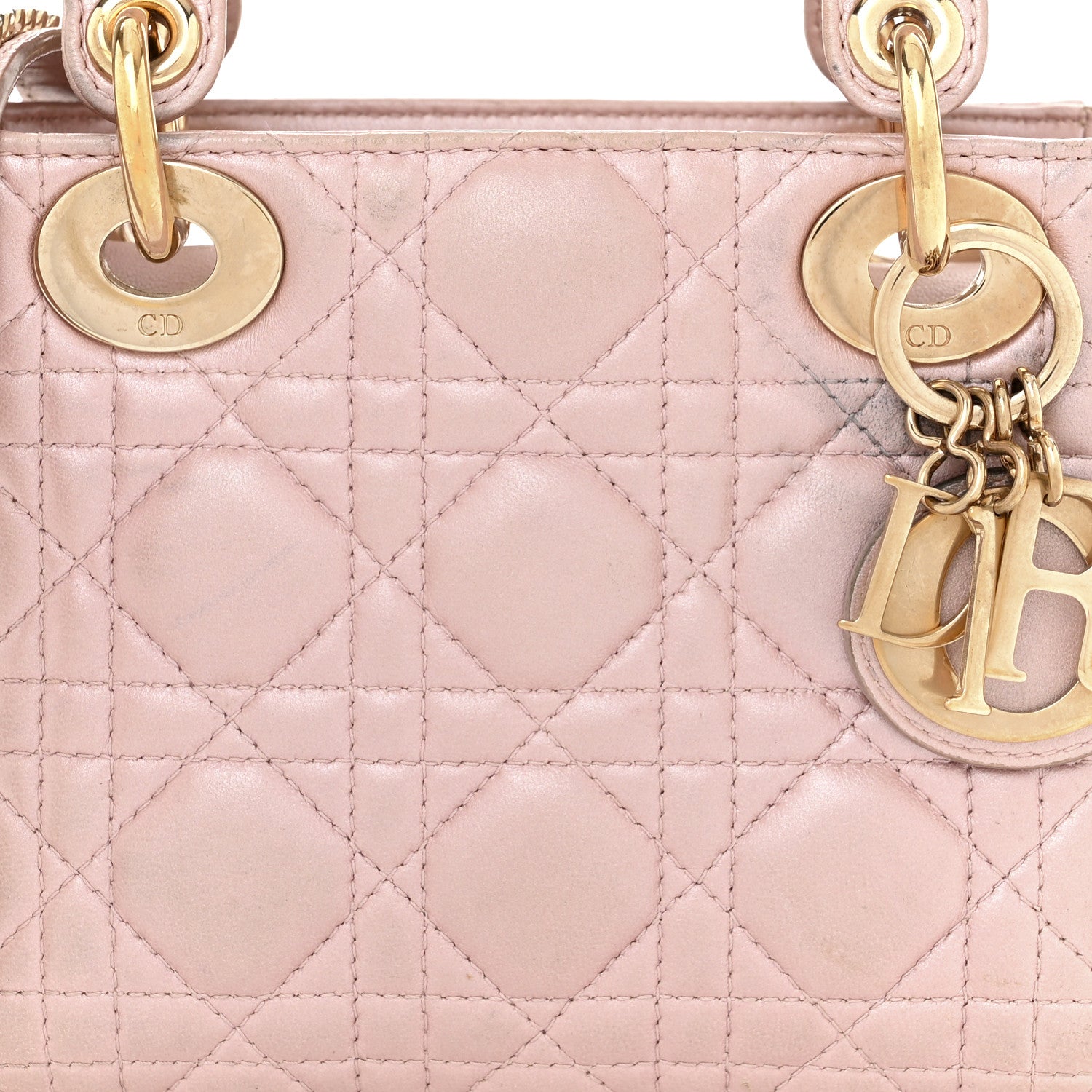 Christian Dior Metallic Lambskin Cannage Mini Lady Dior Lotus 8 of 14