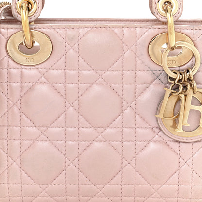 Christian Dior Metallic Lambskin Cannage Mini Lady Dior Lotus 8 of 14