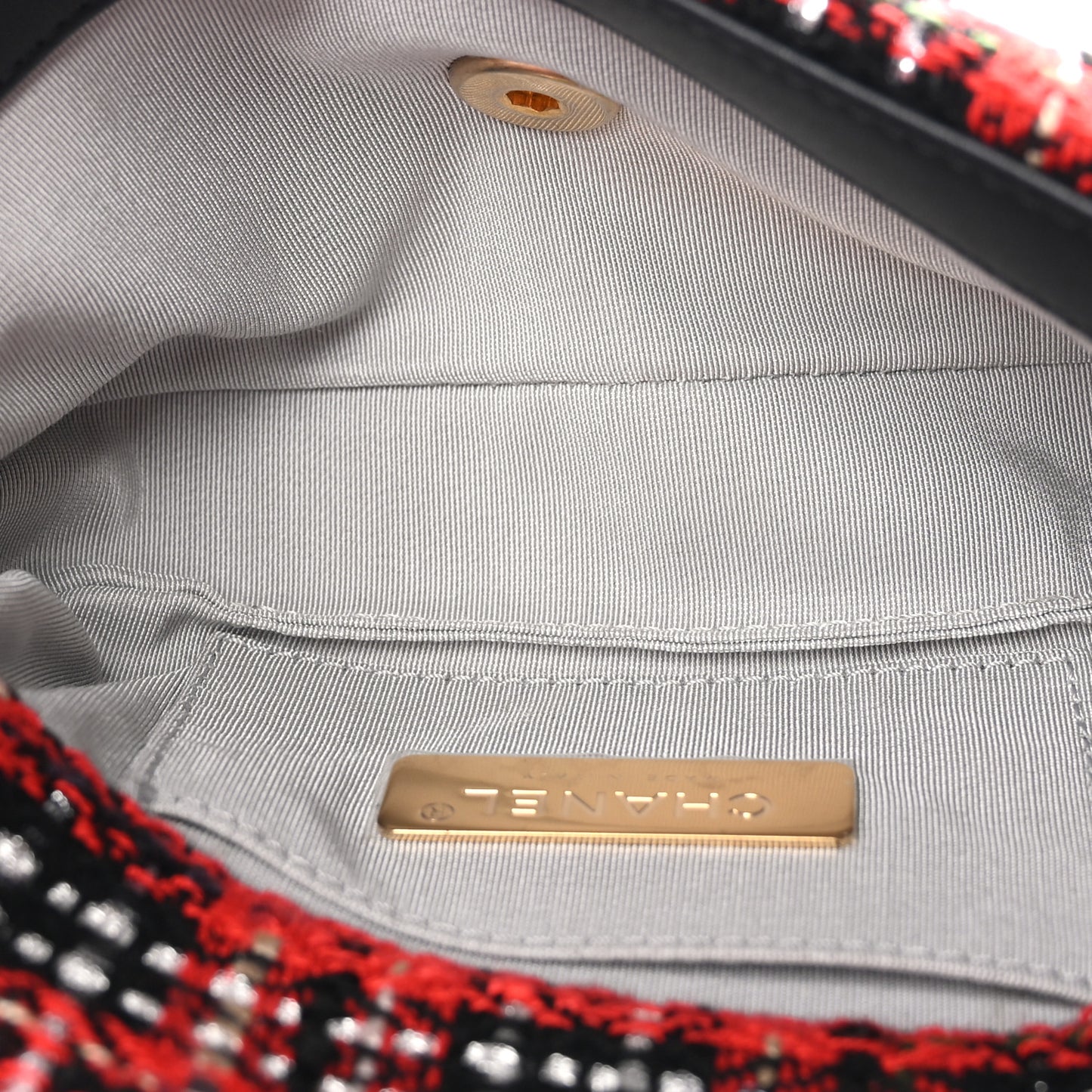 Tweed Quilted Chanel 19 Waist Bag Red Black Multicolor