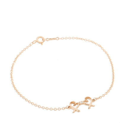Tiffany 18K Rose Gold Diamond Double Loving Heart Bracelet 1 of 4