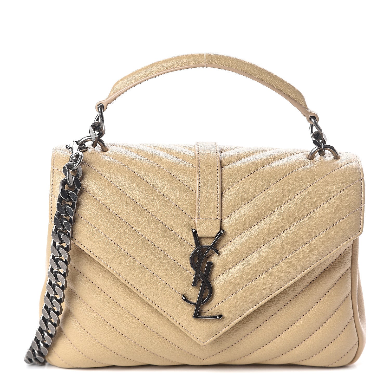 Saint Laurent Sheepskin Matelasse Monogram Medium College Bag Beige 1 of 7