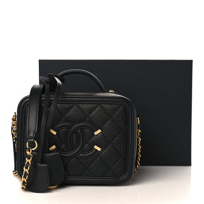 Chanel Caviar Quilted Small CC Filigree Vanity Case Black 10 of 10