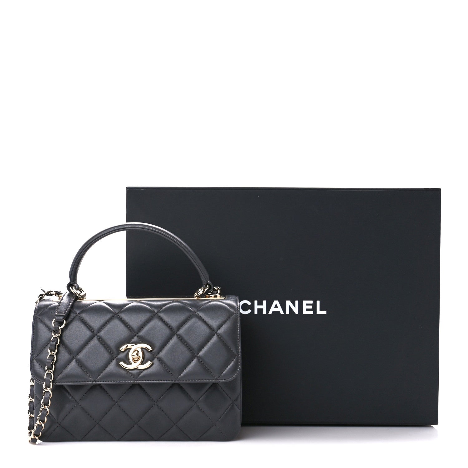 Chanel Lambskin Quilted Small Trendy CC Dual Handle Flap Bag Dark Grey 12 of 12